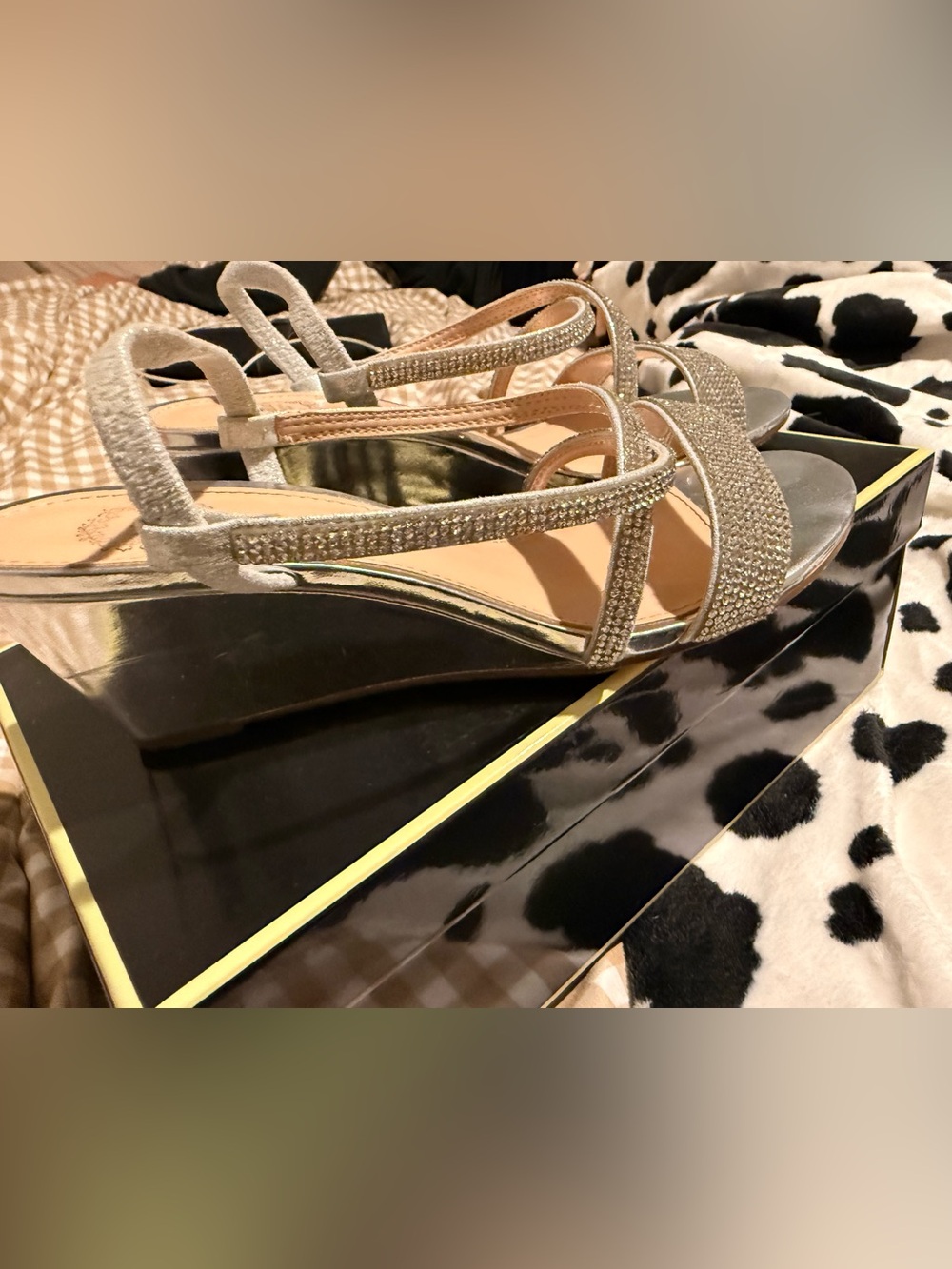 Silver rhinestone dress shoes